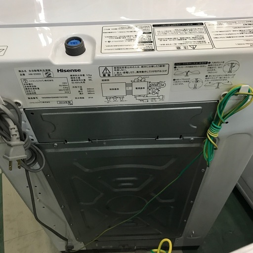 ジャングルジャングル貝塚店　洗濯機　ハイセンス　2019年製　上開き　縦型　白　ホワイト　5.5kg コンパクト　風乾燥　ステンレス槽