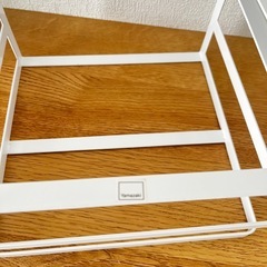 山崎実業 戸棚下まな板&布巾ハンガー タワー ホワイトの画像