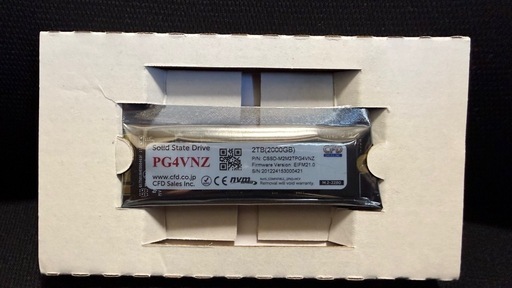 【2TB SSD】 CFD Gaming M.2 2280 NVMe (5年保証内・購入証明有)