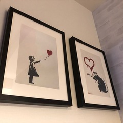 【中古】 バンクシー ポスター 額付き 2点セット　インテリアアート の画像