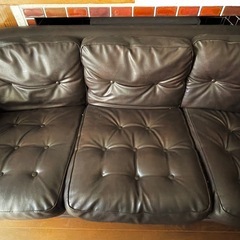 【3月21日まで限定13000円☆】ヴィンテージ レトロ 3人掛けソファー ダークブラウン の画像
