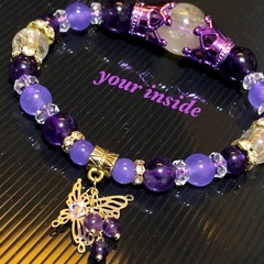 アメジスト ルチルクォーツ デザイン 天然石ブレスレットの画像