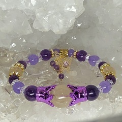 アメジスト ルチルクォーツ デザイン 天然石ブレスレットの画像