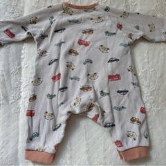 くるま柄　ロンパース　70 ベビー服の画像