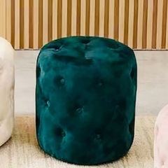椅子　2個　スツール　オットマン　ドレッサー　グリーンベルベットの画像