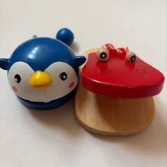 木製　ペンギン　カバ　動物　カスタネット　セットの画像