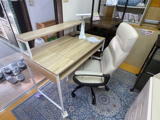 【リサイクルサービス八光】【幅105cm/3点セット】テレワークや新生活に！LOWYA＆ニトリ 2WAYデスク＆ワークチェア