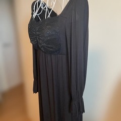 《ラクシアスリープ》ナイトブラワンピース 長袖マキシ丈 無地　80Lの画像