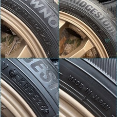 ⑨155/65R14新品ブリヂストンタイヤ4本と中古ホイールとナット付きの画像