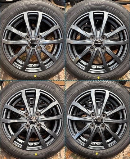 ⑩155/65R14新品ブリヂストンタイヤ4本と中古ホイールとナット付き