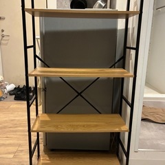 木目調4段オープンラック（幅60cm×奥行24cm×高さ112cm）の画像