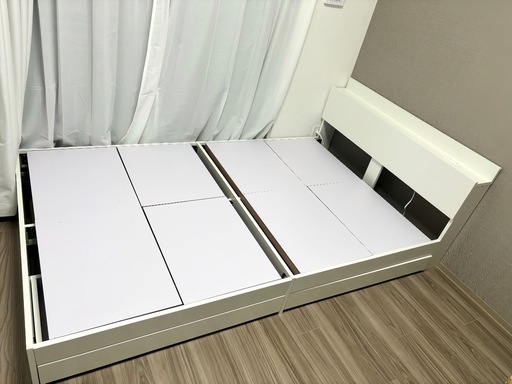 ⚠️至急⚠️ 3/24まで【美品】セミダブル収納ベッド コンセント付き ホワイト 引き出し2杯