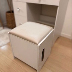 三面鏡ドレッサー  イス　ホワイト　鏡　メイク　机　収納　椅子の画像