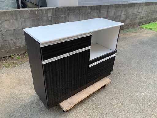 カウンターボード レンジボード  ダークブラウン×白 118cm×43cm×高さ87cm