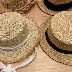 【新品未使用】　韓国子供服　ストローハット　麦わら帽子　5個セットの画像