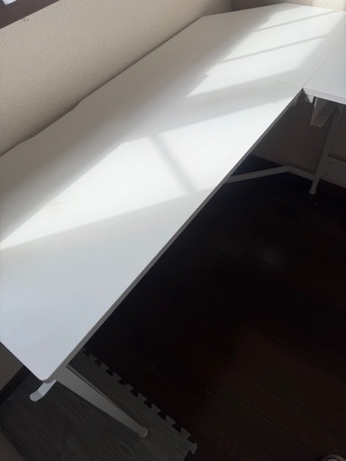ホワイト L字型 パソコンデスク 勉強机 収納ポケット付き 大阪 125×125