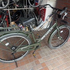 27.5インチ　LEDオートライト　大きめのカゴ付き　カーキ色の画像