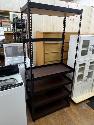激安販売!! メタル＆ウッド 5段シェルフ 間隔調節可能です！ラック 収納棚