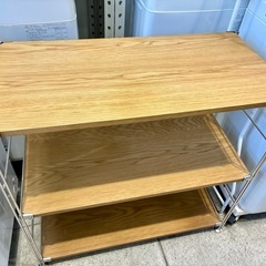 無印 ステンレスユニットシェルフ　ウォールナット 材棚セット ラック 収納 中古 ワイド　の画像