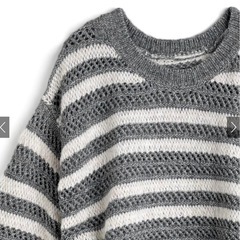 GRL ボーダー柄ドロストニットトップス[an1838] グレー Fの画像