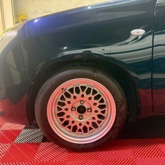 オールペン車　車高調ローダウン　15インチメッシュホイール　Bluetoothナビ TVの画像