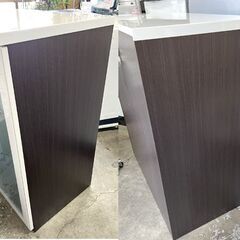 ニトリ ミドルレンジボード カウンター ポスティア90BK 食器棚 キッチンボード 鏡面仕上げ 木目調 NITORI ☆札幌市 白石店 の画像