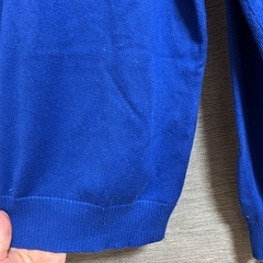 LACOSTE 】ワンポイントロゴ Vネック コットンニット M ブルーの画像