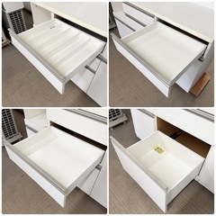 【美品‼️】定価174,000円♪ ニトリ 160cm幅キッチンボード(リガーレ160KB) 食器棚 収納家具 艶あり木目調ホワイト♪の画像