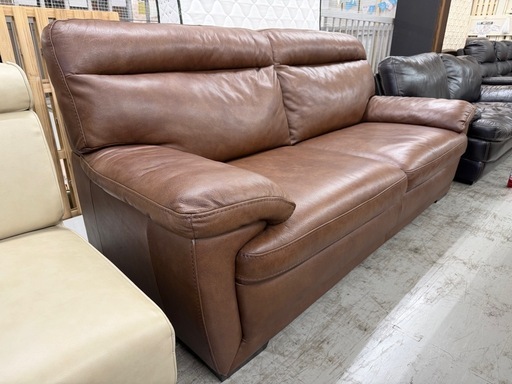 【愛品館 江戸川店 】厚手本革 3P ソファ