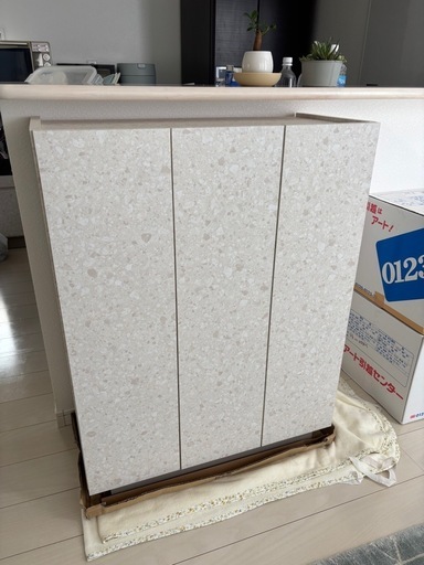 【新品未使用】LOWYA テラゾー柄 キャビネット 幅75  定価39,990円 北欧家具 韓国インテリア