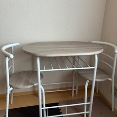 ダイニングセット 3点セット 2人掛け 円形 ダイニングテーブル 食卓 チェアの画像