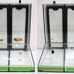 ≪ZS842ジ-②≫ コーヒー豆 ガラスケース/ショーケース 2個セット カフェ/店舗什器　ディスプレイ 昭和レトロ 現状品の画像