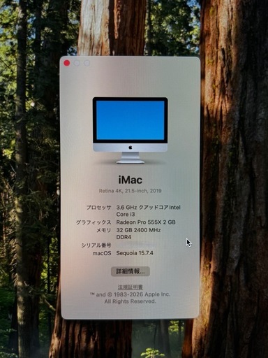 iMac 21.5 2019 Retina4K メモリ32GB 