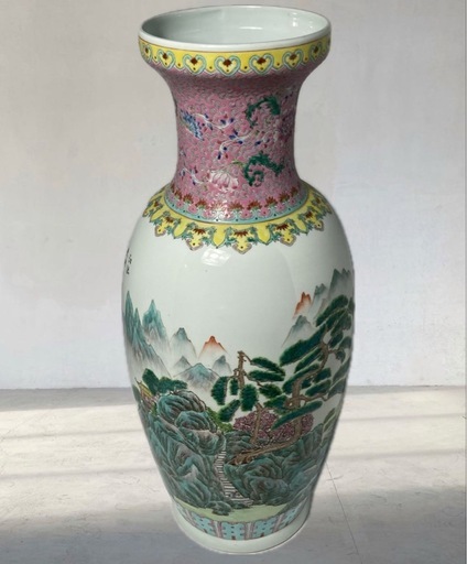 　激レア　美品　中国美術山水画花瓶 大型壺 陶器 花器 飾り壺 インテリア