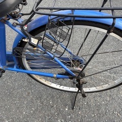 青 シティサイクル バスケット付きの画像