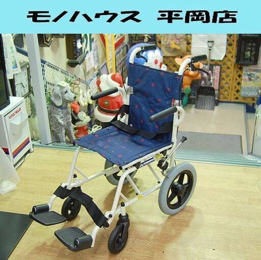  美品 カワムラサイクル 折りたたみ式 車椅子 旅ぐるま KA6 最大体重75kg ドットブルー ノーパンクタイヤ 車イス 車いす 札