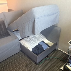 今週金曜日午前中引取り可能な方　IKEAカウチソファー（ベット可）の画像