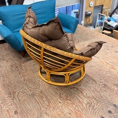 A2167🌟激安‼️ nissen ニッセン◾️籐ラタンフレーム パパサンチェア/ リラックスチェアの画像