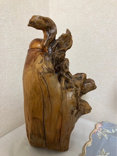 天然木 根彫り 木彫り置物 七福神？ 寿老人？ 民芸品 インテリア