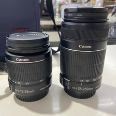【ドリーム池田店】◎ジモティー割対象品◎Canon キャノン デジタル一眼レフカメラ EOS Kiss X4  EFS18-55mm EFS55-250mm バッテリー充電器 映像端子 ケース付 47254の画像