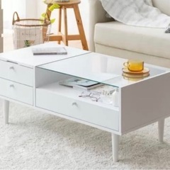 ドレッサーテーブル ガラス天板 収納付き 鏡付き【引き取り限定】の画像