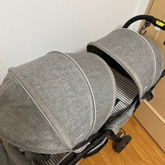 KATOJI 2人乗りベビーカー レインカバー付きの画像