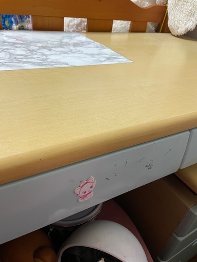只今値下げ中‼️勉強机白×プルー