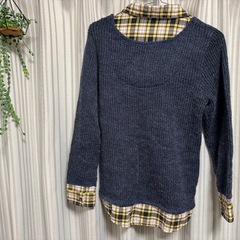 【カジュアル】レイヤード風トップス【細見え】の画像