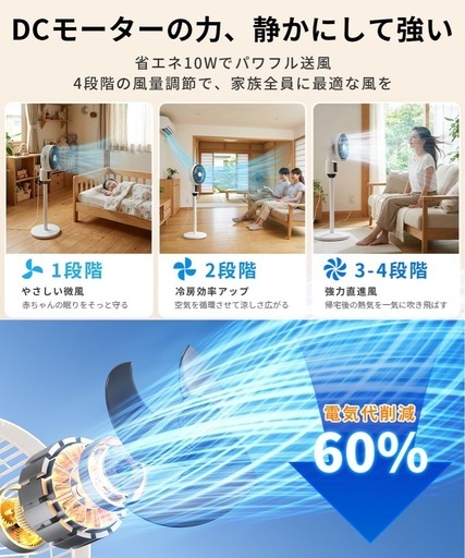 サーキュレーター 静音 DCモーター 20畳 3D首振り 【2026年モデル 1台3役】 扇風機 省エネ 衣類乾燥 4段風量調節 2段階高さ調節 7.5Hタイマー リモコン付 薄型軽量 換気 オールシーズン対応 部屋干し 消臭 梅雨