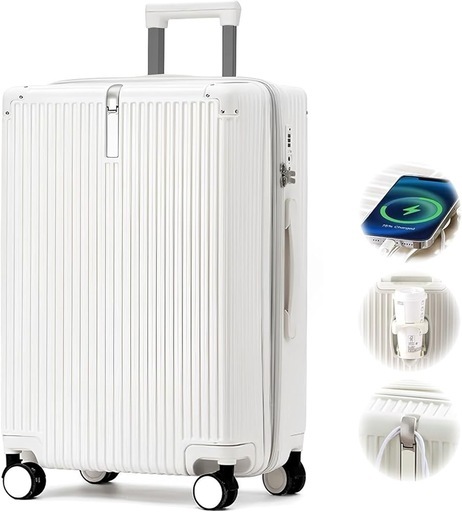 スーツケース ファスナー式 キャリーバッグ 拡張機能付 USB充電機能
