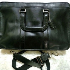 coach ビジネスバッグ ブラック 2way オールレザー ショルダー ハンドの画像