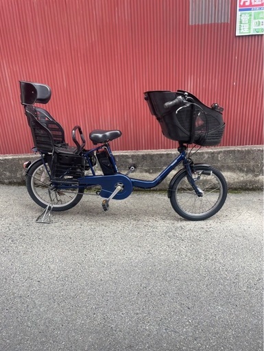【京都発】京の楽チャリ　電動アシスト自転車　パナソニック　20インチ ギュット　2人同時乗せタイプ　青色