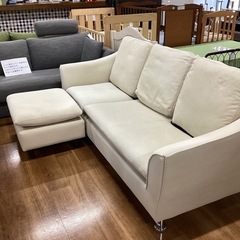 三人掛けソファ オットマン付き【町田市再生家具】　253662の画像