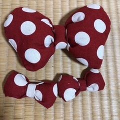 【古着】ディズニー　ミニーちゃんのワンピース120cm（手作りリボン付き）の画像